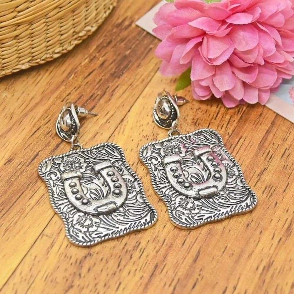 Belt Buckle Statement Earrings